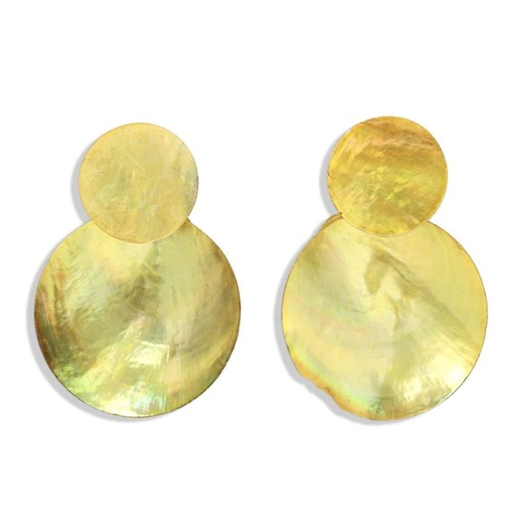 Bahati Jewelry - Double Round Retro 80s Yellow Acrylic Earrings